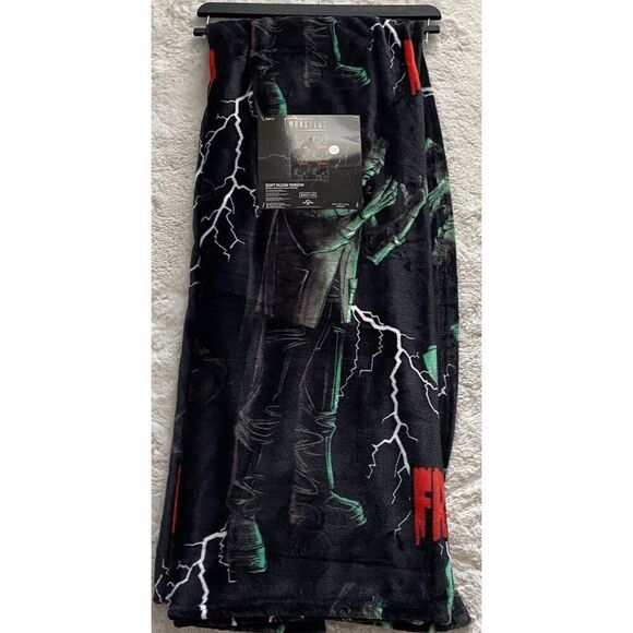 Halloween Universal Monsters Frankenstein Plush Blanket 50” X 70” Black NEW - Picture 1 of 16